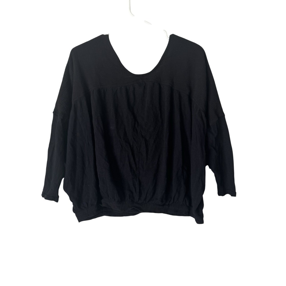Free People Surplice Wrap Double Knot Black Top Medium - Picture 6 of 9